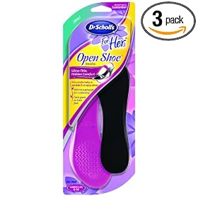 Dr. Scholl's For Her Open Shoe Insoles with Massaging Gel, Women's Sizes 6-10, 1 pair (Pack of 3)