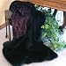 Thick Black Bear Faux Fur Throw Blanket with Burgandy Velvet Velour Backing