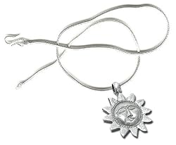 Sun Pendant Silver Chain Necklace Romantic Gift 1.5 inches