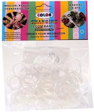 Rainbow Bandz Loom Bracelet 100 BLUE & PURPLE UV COLOR CHANGING Rubber Bands with 'S' Clips