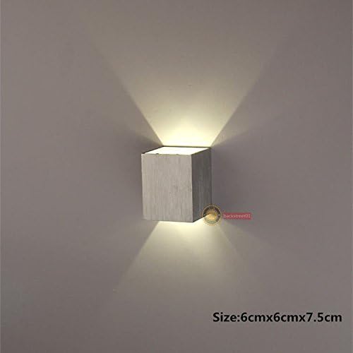 New Modern 3W LED Square Wall Lamp Hall Porch Walkway Living Room Light Fixture Silver-Warm White-Recessed Mounted