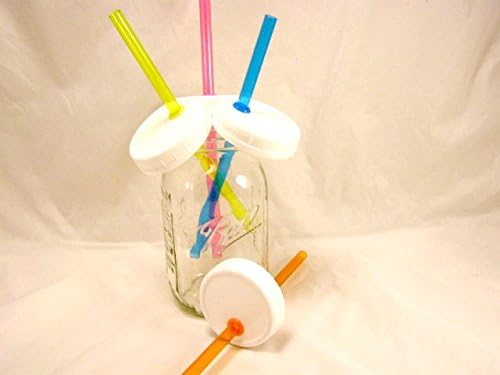 Mountain Woman Products Set of 4 Ball Mason Jar Smoothie Lids with Extra Large Straws to Go Small Regular Mouth