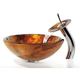 Glass Sink Combinations Amber Vessel and Faucet