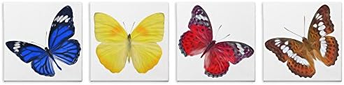 Bright Beautiful Butterfly Painting 'Butterflies' Modern Art - Brushstroke Giclée Print on Canvas - Set of 4 painting of Butterflies art