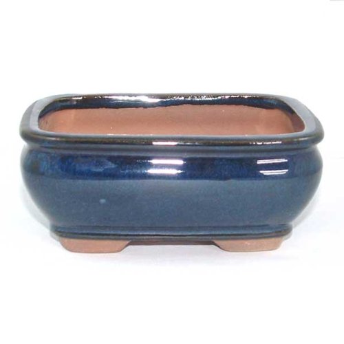13cm Glazed Blue Bonsai Pot
