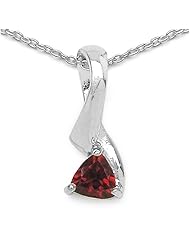 0.50 Carat Genuine Garnet Sterling Silver Pendant Necklace. 18"