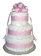 Classic Pastel Baby Shower Diaper Cake (3 Tier, Pink)