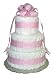 Classic Pastel Baby Shower Diaper Cake (3 Tier, Pink)
