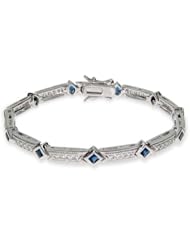 Elegant Sapphire and CZ Tennis Bracelet