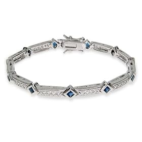 Elegant Sapphire and Diamond CZ Tennis Bracelet by Eve's Addiction