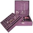 Lint Jewelry Box / Jewelry Case / Jewelry Organizer, Two-layer, 10"x10"x3", Purple - Gift Idea