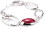 ELLE Jewelry Coral Jasper Oval Link Sterling Silver Bracelet, 8"