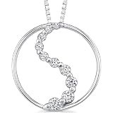The Eternal Journey: Sterling Silver Bridal Jewelry Eternity Circle Journey Inspired Design Pendant Necklace with CZ Diamond