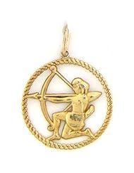 14k Solid Yellow Gold Sagittarius Zodiac Charm Pendant