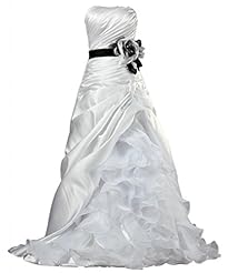 A-line Strapless 2015 Organza/Satin Ruched Belted  Pleated  Dress With a Sash  and Ruffles