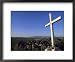 A Cross on a Hill Near the San Xavier Del Bac Mission Framed Art Poster Print by Rich...