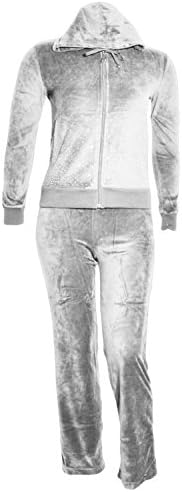 Central Park Velour Track Suit Set (Heather Gray Diamond, Medium)