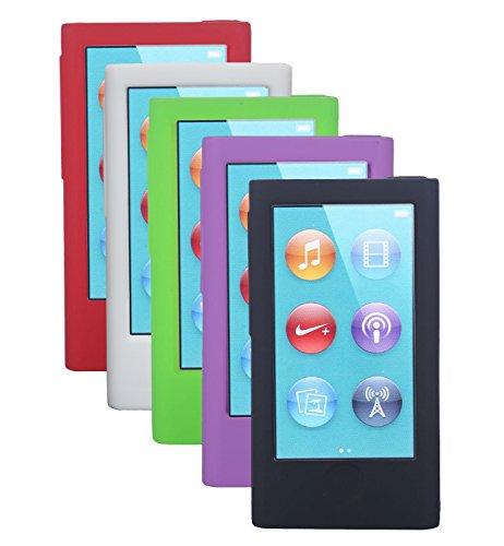 [5pcs] New iPod Nano 8th Generation [2015 Release] / iPod Nano 7th Gen Case Cover Accessories - Soft Silicone Gel Skins Cases Covers for New iPod Nano 8th Gen (2015 New Model)