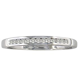 10K White Gold Channel Set Diamond Band Ring Size 3