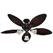 Hunter 23970 Oasis 54-Inch 3-Speed Ceiling Fan with 3-Light Fixture and 5 Palm-Leaf Blades, New Bronze