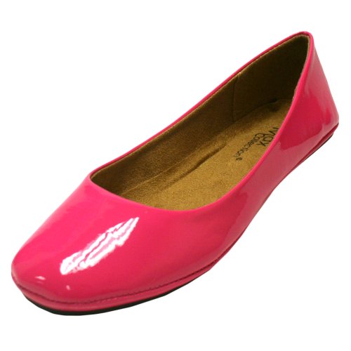 Cheap Hot Pink Fun Looking Patent Leather Ballet Flats