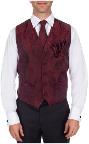 Burgundy Italian Design Formal Vest - Necktie and Pocket Square Set