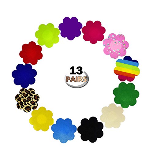 YPS 10 Pairs Multi Colors Nipple Cover Satin Pasties Disposable Breast Petals