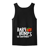 Baby Bump's First Christmas Xmas Gift Present Funny Pregnancy Tank Top T-Shirt (NOT Maternity Sized) Pregnant Cute Sexy Humor Baby Shower Gift Present Portrait Expecting Mother Mommy Tank Top Tee