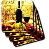 Fruit Food - Wine Bread Cheese Grapes - Coasters