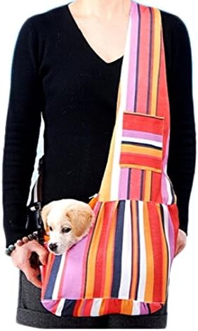 Pet Printed Letters Ourdoor Portable Sling Carrier Messager Bag (L, Striped)