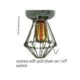 Buy 30 Watt Radio Filament Flush Mount Pull Chain Light with Bulb and Trouble Cage