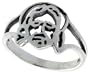 Sterling Silver Face of Jesus Christ Ring (Available in Sizes 5 to 12), 1/2" (13mm) wide, size 10