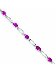 5.2 Carat 14K White Gold w/ Diamond and Ruby Gemstone Bracelet