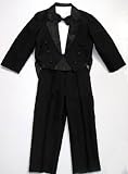Kinder Smoking Frack Anzug Set, 5teilig, bestehend aus Smoking, Hemd, Hose, Weste und Fliege, schwarz, Gr.80 bis 134