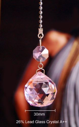 2 of Pink Dazzling 26% Lead Crystal Ceiling Lighting Fan Pull Chains 30mm