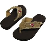 NBA Chicago Bulls Unisex Frayed Flip Flops - Khaki (Medium)