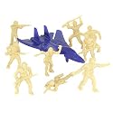 Tan Plastic Army Men Playset: 53 Piece Bucket 2-1/2 inch WWII Pineapple Helment Soldier Figures, Jet, Play Mat - Made in USA !