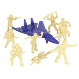 Tan Plastic Army Men Playset: 53 Piece Bucket 2-1/2 inch WWII Pineapple Helment Soldier Figures, Jet, Play Mat - Made in USA !