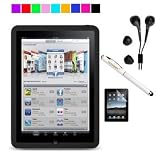 Silicone Skin Case for Apple iPad + Executive White Stylus Pen with Laser Pointer and LED Light+ Black Earphones + Screen Protector