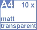 Produkt-Bild: Klebefolie 10 x DIN A4 transparent matt - Druckerfolie, klebend, zum bedrucken, Wetterfest, Wasserfest f&uuml;r Laserdrucker