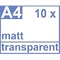 Klebefolie 10 x DIN A4 transparent matt - Druckerfolie, klebend, zum bedrucken, Wetterfest, Wasserfest f�r Laserdrucker