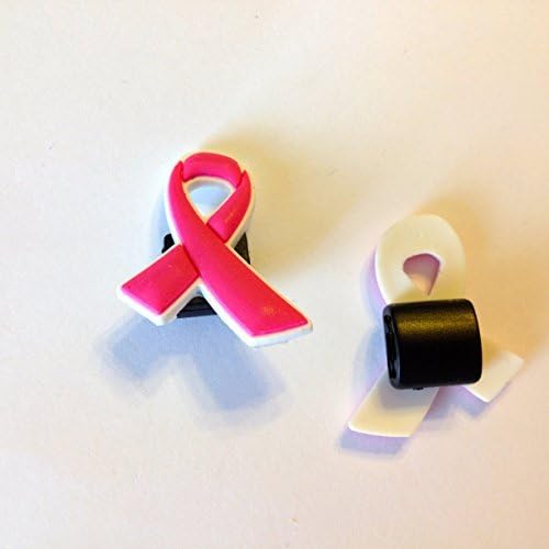 Pink Breast Cancer Awareness 2pc Shoe Charm Lace into Sneakers or Shoes