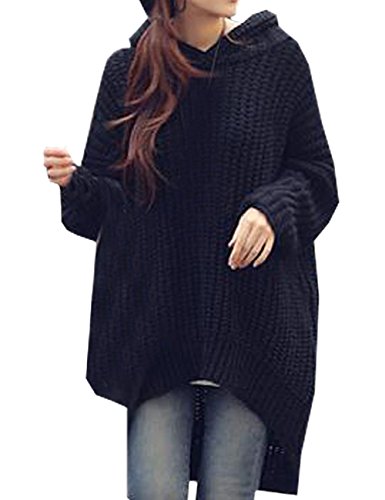 DDOL Women's Hooded Oversized Knitted Long Sweater Pullover