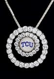 Collegiate Circle Pendant Charm with 18 Sterling Silver Chain Texas Christian University Horned Frog