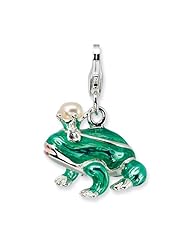 Sterling Silver FW Cult Pearl Frog Prince with Lobster Charm