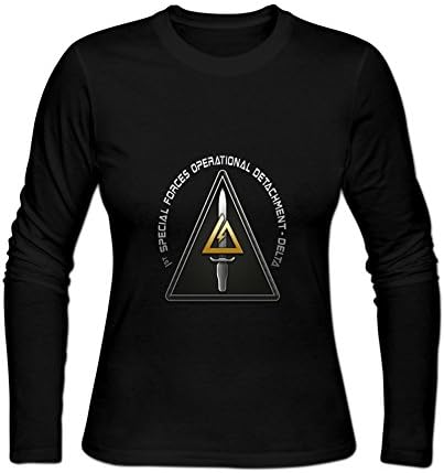 Women's Delta Force For Usa Army Logo Sweatshirts Pure Cotton T-Shirt By Goonowe L Black