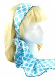 Head Band - White with Aqua Dots