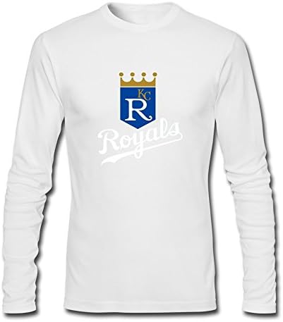 SHUNLI Men's Kansas City Royals KC Logo MLB Long Sleeve T-shirt XL White