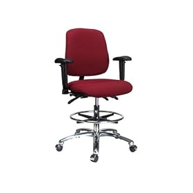 Perch Multi-Task Office Desk Chair in Chrome w Footring 20 - 28 (Glides Charcoal Vinyl) by Perch Chairs & Stools
