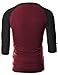 Doublju Mens Raglan Baseball V-Neck 3/4 Sleeve T-shirt